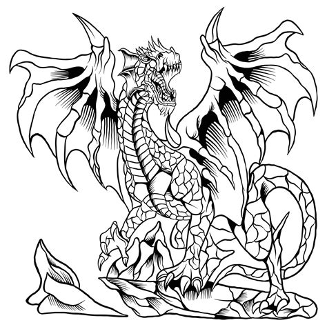 dragon artwork black and white